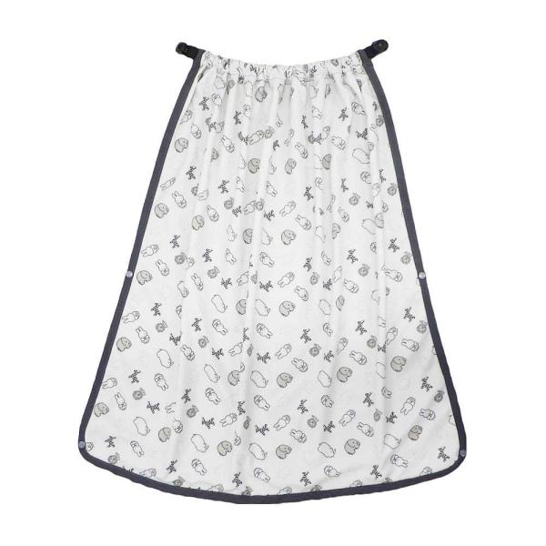 #2025110601, 両側にクリップが付いているミッフィーマルチケープです。おんぶや抱っこの時には抱っこひもに付けて寒さ対策に、裾を折り返しても使えます。