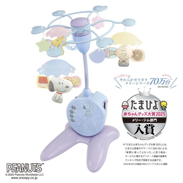 ,, フロア置き、ベビーベッド対応はもちろん、ニーズの高い折りたたみベビーベッドにもメリーを取付可能。インテリアに馴染むカラーリングのかわいいスヌーピーのメリーです。やわらかいイメージのデザインで出産祝ギフトにもぴったりです。　　　　　　　...