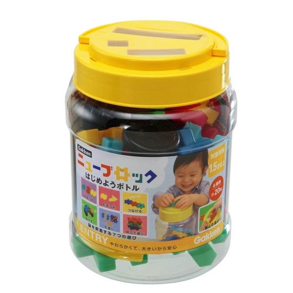 対象年齢：1.5歳以上子どもが大好きな「型はめ遊び」ができるボトルのセットです。フタ部分に空いている3種の大きさの穴にパーツを落とすことで形や大きさの認識力を養うことができます。