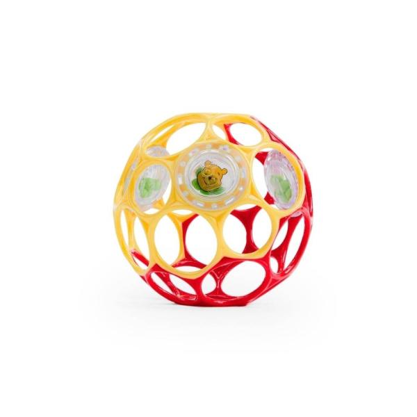 ディズニーとオーボールのコラボデザイン登場！転がして遊んだり、振って音を鳴らす赤ちゃん用のボール。小さな手でも持ちやすい設計。