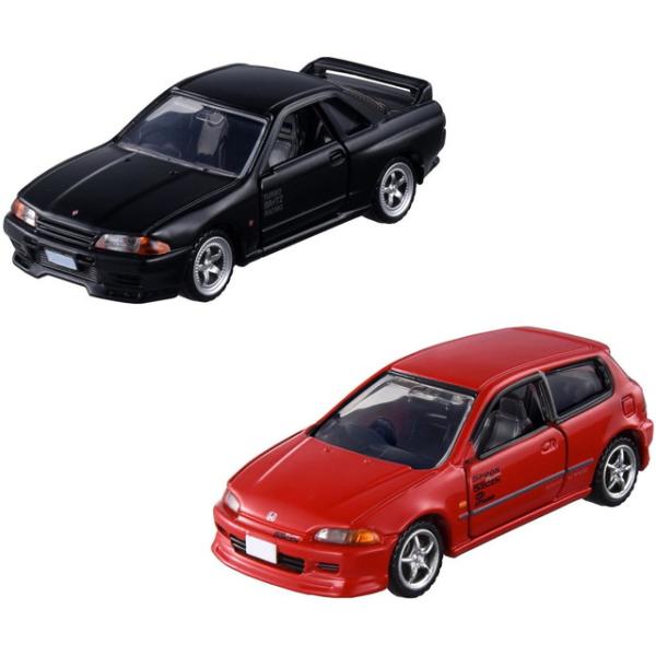 9月19日発売予定　【2点セット】トミカプレミアムunlimited 頭文字D 日産 スカイライン GT-R (BNR32)中里毅＆ホンダ シビック SiR-II (EG6)庄司慎吾