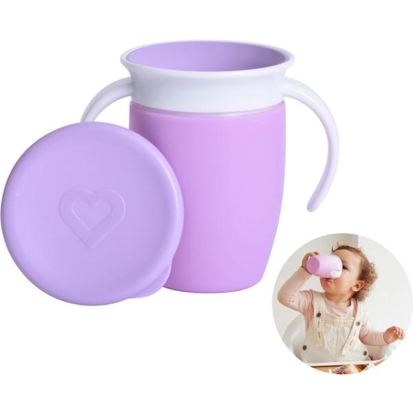 他サイト： ハンドル付きミラクルカップ　パープル　(munchkin マンチキン ベビーマグ コップ飲み 練習 漏れにくい こぼれにくい)の商品画像