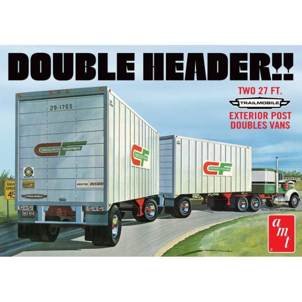 AMT 1/25 ダブルヘッダー・タンデム・バン・トレーラー プラモデル AMT1132 送料無料