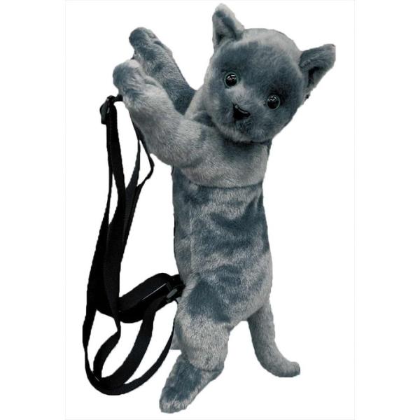 アートドール 黒猫 ロシアンブルー リュック ぬいぐるみ 猫 リアル 作家 国内 ニャオーねこリュック ロシアンブルー ぬいぐるみ 全長約45cm 送料無料