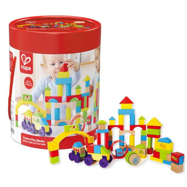 Hape(ハペ)　遊び方いっぱいカラフルつみき　E8866　(1.5才以上 木製 おもちゃ 積み木)　送料無料
