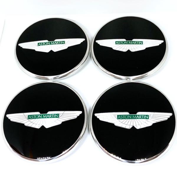 【アストンマーチン 純正】 新品 4個SET ホイールキャップ グロスブラック グリーンロゴ センターキャップ アストンマーティン