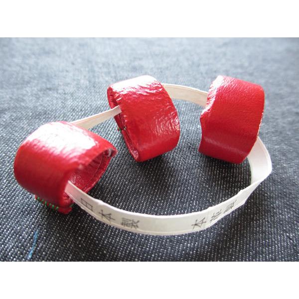 本革琴爪輪 山田流琴爪輪(山田箏爪輪) 爪輪セット 本革 4号 赤色 : TPmusic