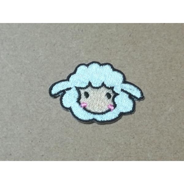 かわいいひつじの顔刺繍ワッペン/干支未 ヒツジ 羊