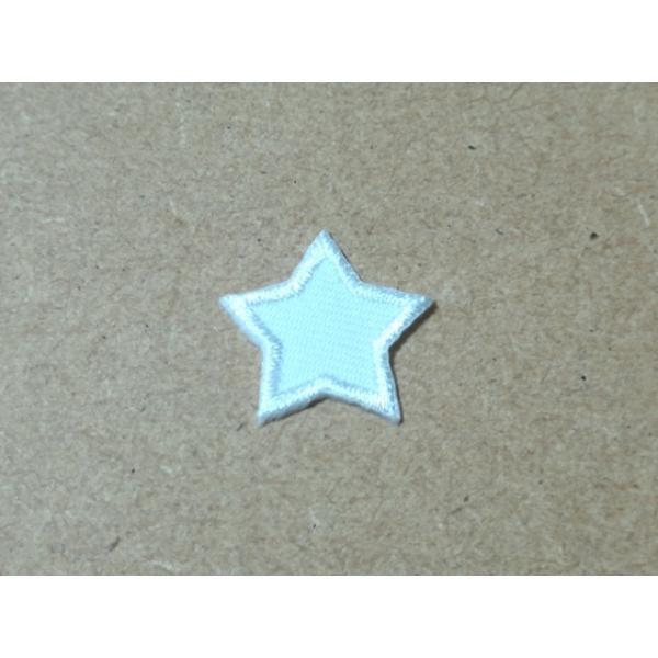 縁取り刺繍ワッペン星スター/ホワイト・白