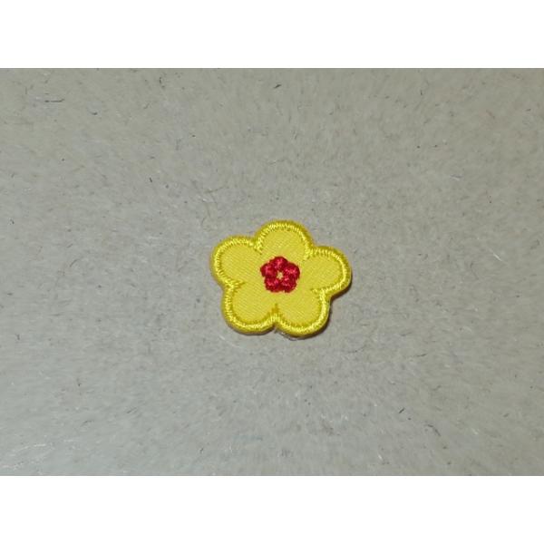 縁取り刺繍梅の花ワッペン/ダークイエロー・濃黄