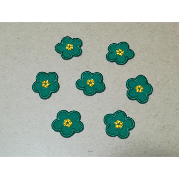 プロ野球応援グッズ（キッズ用）/2cmサイズ縁取り刺繍梅の花ワッペン7枚1セット/ダークグリーン・濃緑