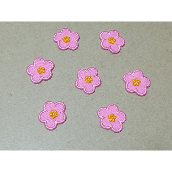 プロ野球応援グッズ（キッズ用）/2cmサイズ縁取り刺繍梅の花ワッペン7枚1セット/ピンク・桃色