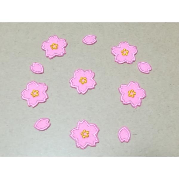 プロ野球応援グッズ（キッズ用）/2cmサイズ縁取り刺繍桜の花6枚と花びらワッペン5枚1セット/ピンク・桃色