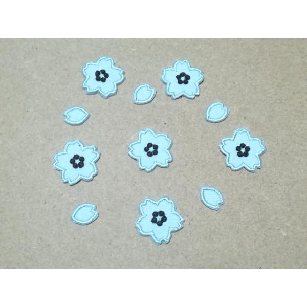プロ野球応援グッズ（キッズ用）/2cmサイズ縁取り刺繍桜の花6枚と花びらワッペン5枚1セット/ライトグレー・灰色