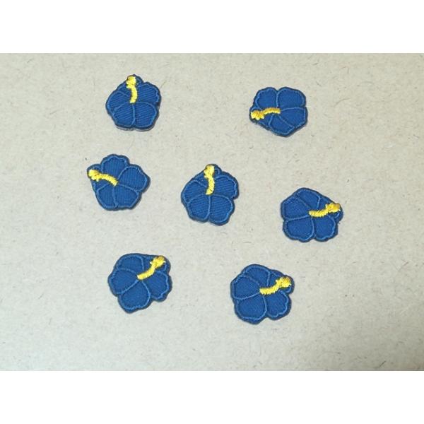 プロ野球応援グッズ（キッズ用）/2cmサイズ縁取り刺繍ハイビスカスの花ワッペン7枚1セット/ダークブルー・濃青