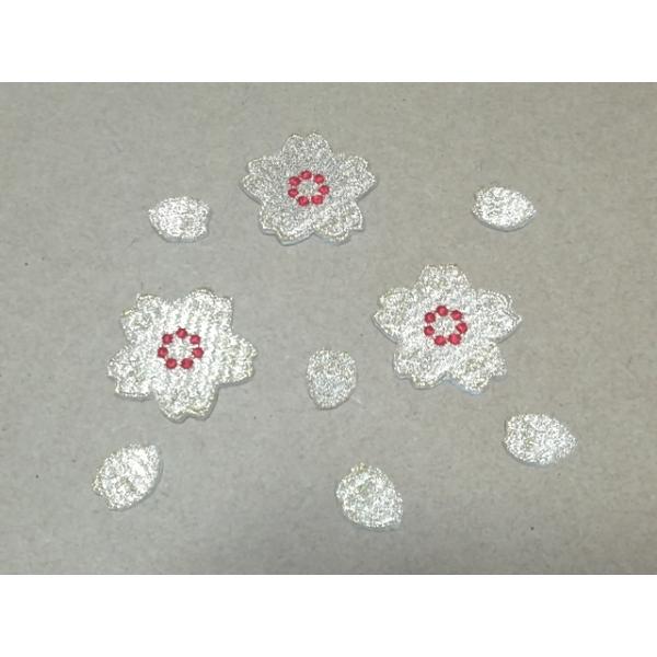 プロ野球応援グッズ（キッズ用）/縁取り刺繍ミニ桜と花びらワッペンセットd/金