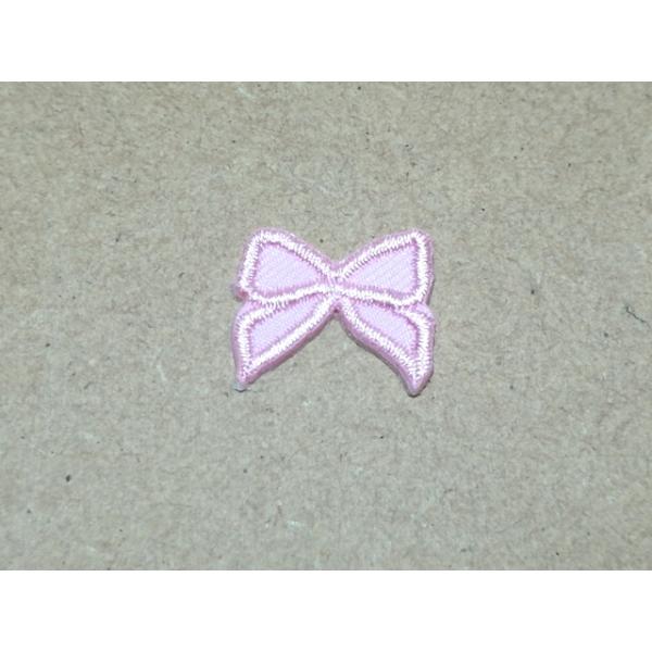 縁取り刺繍リボンワッペン/ライトピンク・桜色