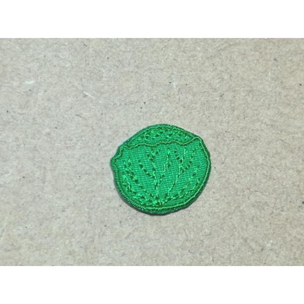 縁取り刺繍グリーンキャベツワッペン/食べ物 きゃべつ 甘藍