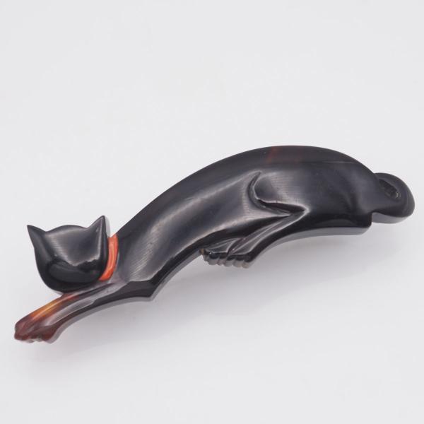 H434 鼈甲 べっ甲 ブローチ キャット 猫 ネコ デザイン