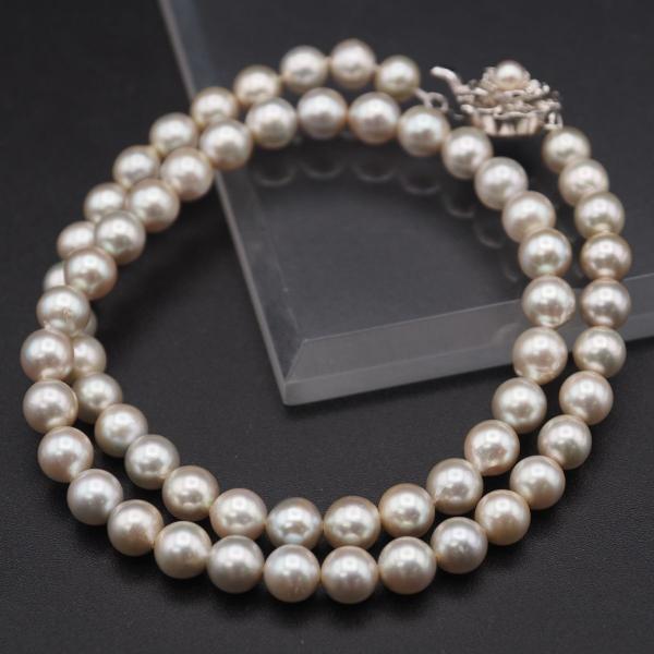 J263 本真珠 6.9mm珠 パール SILVER刻印 ネックレス デザイン