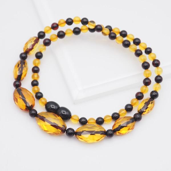 J862 琥珀 コハク アンバー ネックレス デザイン カット : KIITOS-SHOP