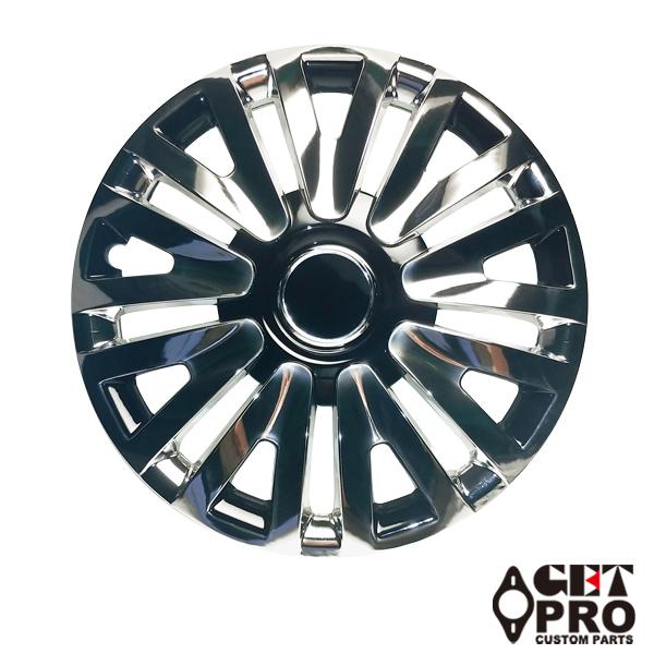 ホイールカバー 15インチ 4枚 汎用品 (クローム&ブラック) ホイール