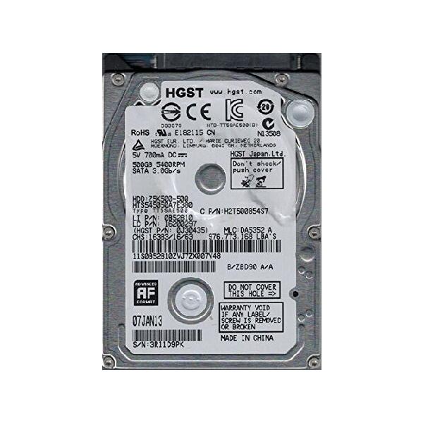 【平行輸入品】HGST hts545050 a7e380 P/N : 0j30435 MLC : da5352 500 GB