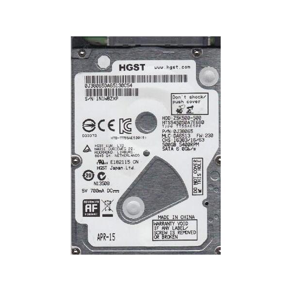 【平行輸入品】HGST HTS545050A7E680 500GB 5.4K Z5K500 500GB SATA 2.5 Hard Drive