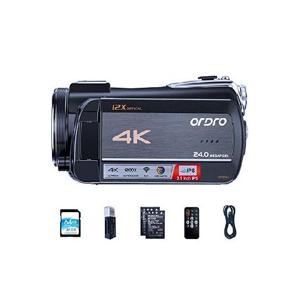 平行輸入品】Video Camera 4K Livestream Camcorder ORDRO HDR-AC5 12X