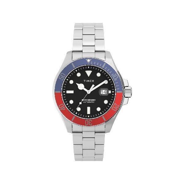 【平行輸入品】Timex メンズ Harborside Coast 自動巻き 44mm 腕時計, シルバートーン/ブルー。, One Size, 44mm Harborside Coast Automatic