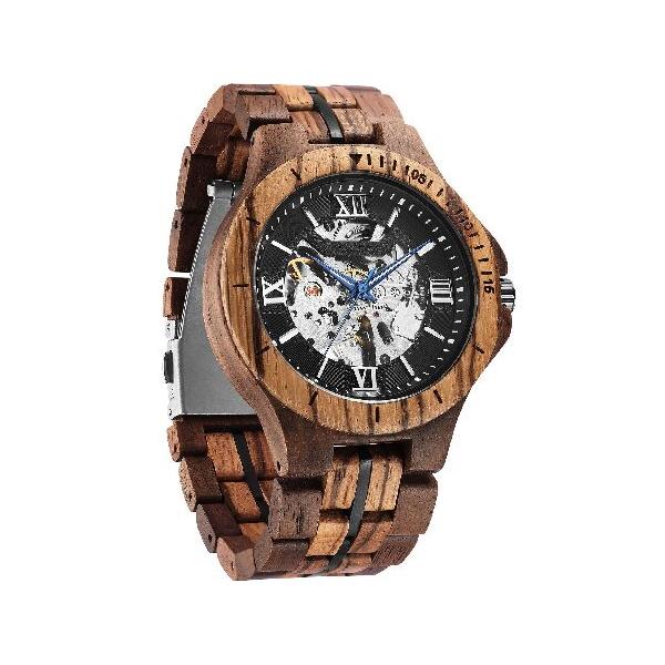 ウッドスケルトン腕時計 平行輸入品】FORSINING メンズ ソリッドウッド 機械式スケルトン