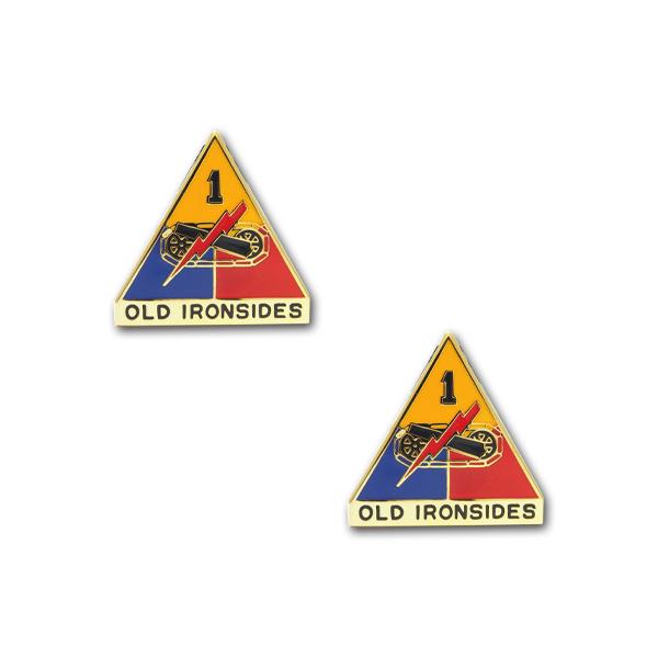アメリカ陸軍 クレスト - 第1機甲師団 - Old Ironsides サービスドレス用 米軍 ミリタリーバッジ 2個セット
