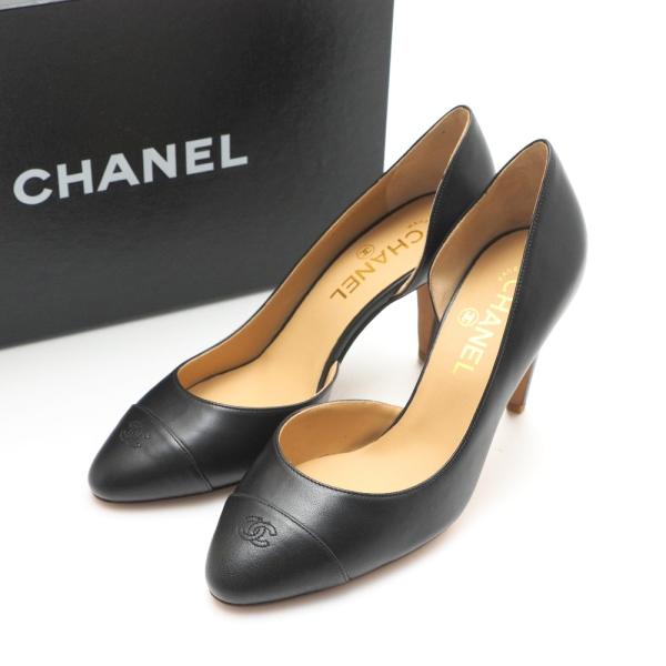【美品】シャネル　ココマーク　レザー　パンプス　ヒール　靴 CHANEL（シャネル） 美品 パンプス サイズ37 C ココマーク キャップ