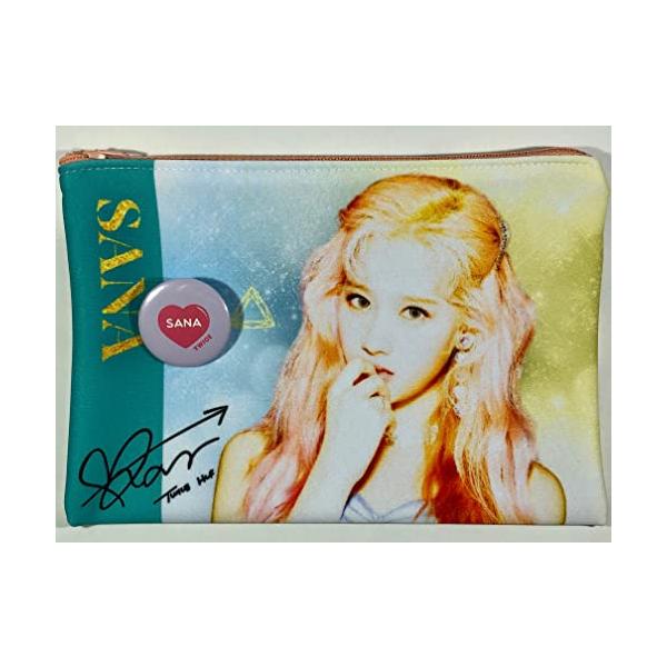 SANA サナ - TWICE トゥワイス グッズ ／ 缶バッジ付き ポーチ (ペン