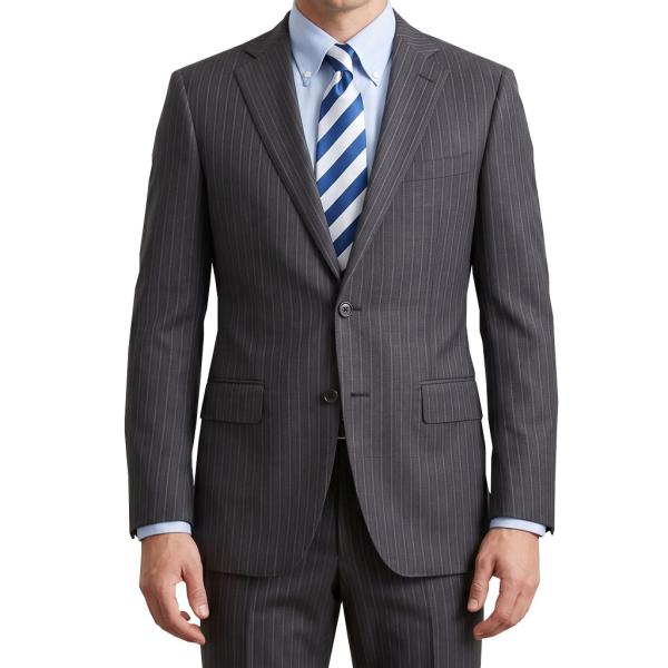 【稀少品サイズ60】BOGLIOLI ダークグレー ストライプスーツ シングルスーツ メンズ 春夏秋 段返り3つボタン チャコールグレー