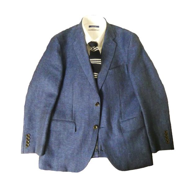 RESPECT(リスペクト) 春夏 麻100%ジャケット メンズLサイズ ブルー系
