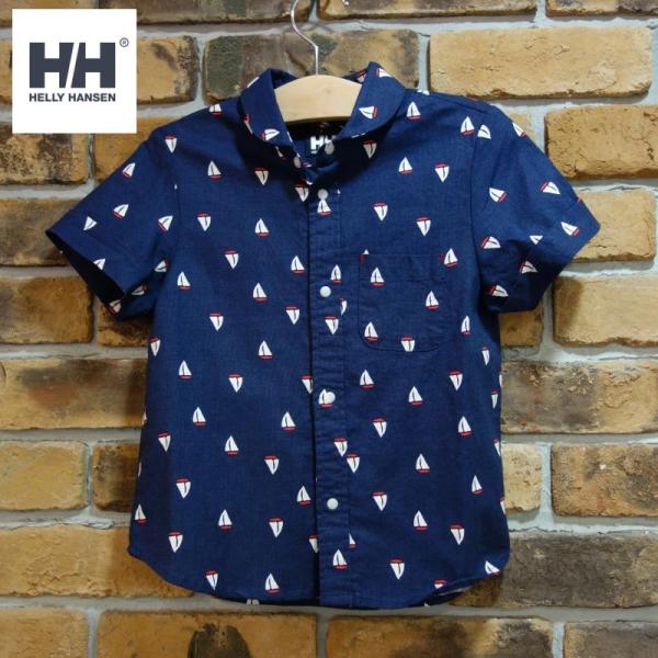 【メール便発送】HELLY HANSEN K S/S Yacht Print Aloha HJ41700 ショートスリーブヨットプリントアロハ（キッズ） ヘリーハンセン