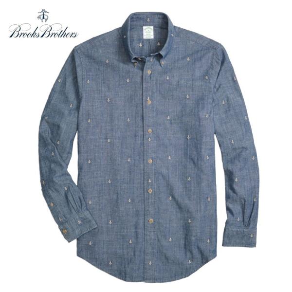 Brooks Brothers アンカー刺繍シャンブレーロングスリーブシャツ ブルックスブラザーズ