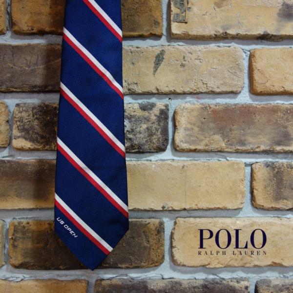 Polo Ralph Lauren USOpen オフィシャルトリコロールストライプタイ ポロラルフローレン ネクタイ