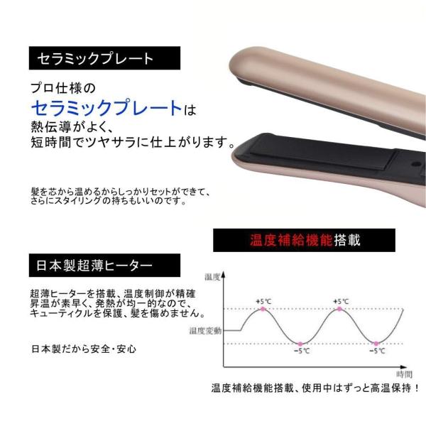 ヘアアイロン コードレス ストレート 2way カール メンズ ミニ 26mm 女性 ポーチ付き ゴールド Blusquare Org