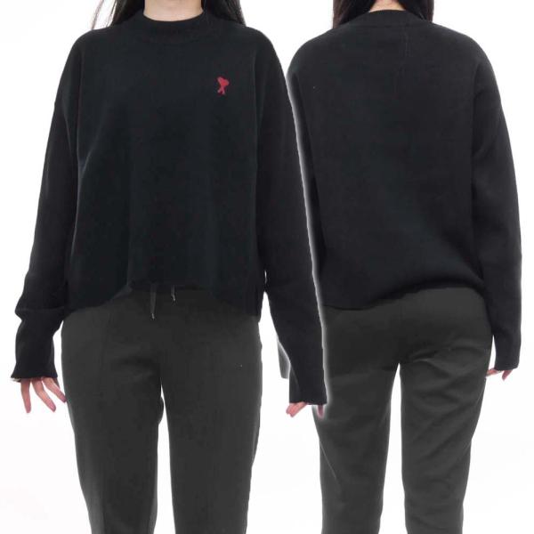 旧作お買い得セール！ AMI PARIS アミパリス セーター レディース モックネック UKS046.KN0042 ブラック AMI Alexandre Mattiussi AMI PARIS アミパリス レディース モック
