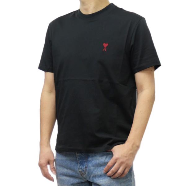 AMI PARIS アミパリス メンズ クルーネック Tシャツ BFUTS035.724 ブラック 定番 人気商品 ロゴ 刺繍 ストリート 半袖