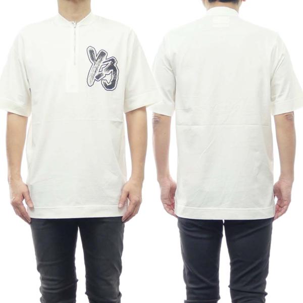旧作お買い得セール！ ADIDAS Y-3 アディダスワイスリー Tシャツ メンズ コットン 綿100％ 半袖 ハーフジップネック IA3109 / HZ SS TEE オフホワイト tre-style_ay23ss307