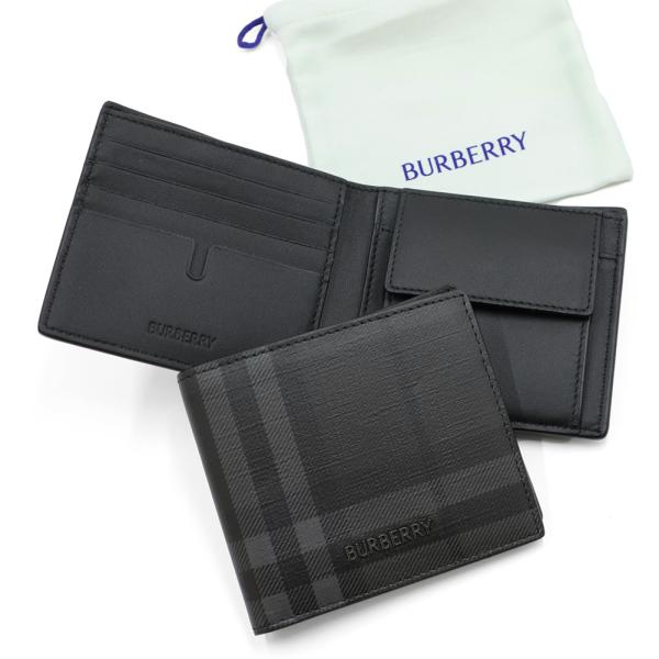 BURBERRY バーバリー メンズ 二つ折り財布（小銭入れ付き） 8127975 / MS CC BILL COIN BIN チェック チャコールグレー 2026秋冬新作