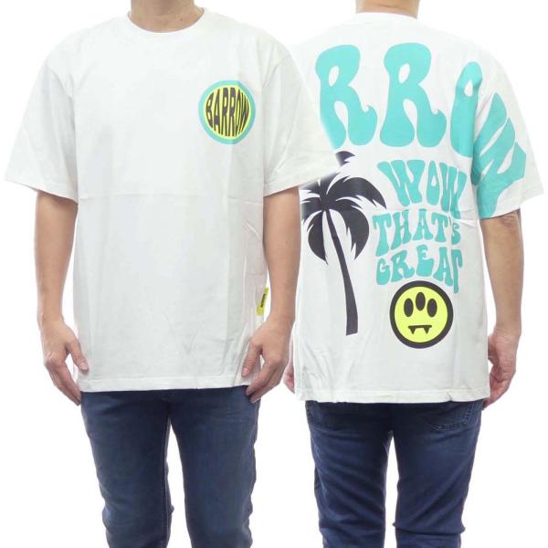 旧作お買い得セール！ BARROW バロウ Tシャツ メンズ 半袖 クルーネック コットン 綿100％ 034048 ホワイト tre-style_bw23ss314