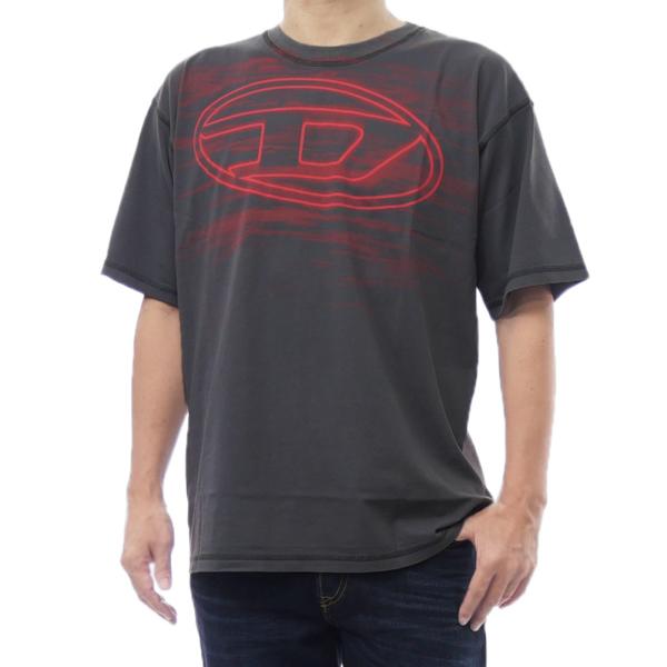 2025 秋冬新作！ DIESEL ディーゼル Tシャツ メンズ 半袖 クルーネック コットン 綿100％ A18653 0AGCA / T-BOXT-TS ダークチャコール DIESEL（ディーゼル） メンズクルーネックTシャツ A18653 0AGCA / T