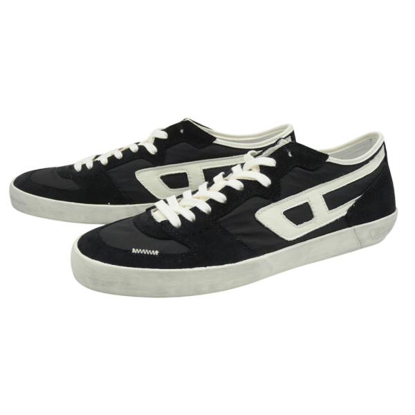 DIESEL ディーゼル メンズ ローカット スニーカー Y03489 P8119 / S-LEROJI D-1 LOW ブラック レザー スウェード 本革 シューズ 靴