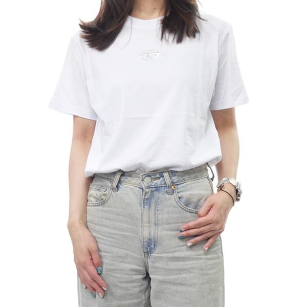 DIESEL ディーゼル Tシャツ レディース 半袖 クルーネック コットン 綿100％ A16841 0CLBR / T-REGS-OD-Q1 ホワイト 定番人気商品 DIESEL（ディーゼル） レディースクルーネックTシャツ A16841 0CLBR
