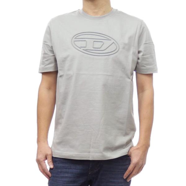 セールSS DIESEL ディーゼル Tシャツ メンズ 半袖 クルーネック コットン 綿100％ A17402 0NJBM / T-ADJUST-BIGOVAL グレー DIESEL（ディーゼル） メンズクルーネックTシャツ A17402 0NJBM / T