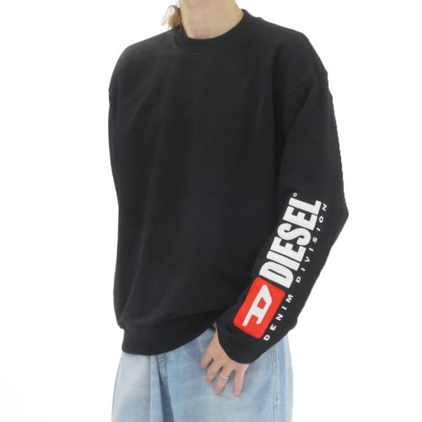 DIESEL ディーゼル メンズ トレーナー A20025 0GEAD S-BOXT-NC-DIV 袖ロゴ クルーネック 裏毛スウェット ストリート 20代 30代 フレンチテリー 定番人気 爆買